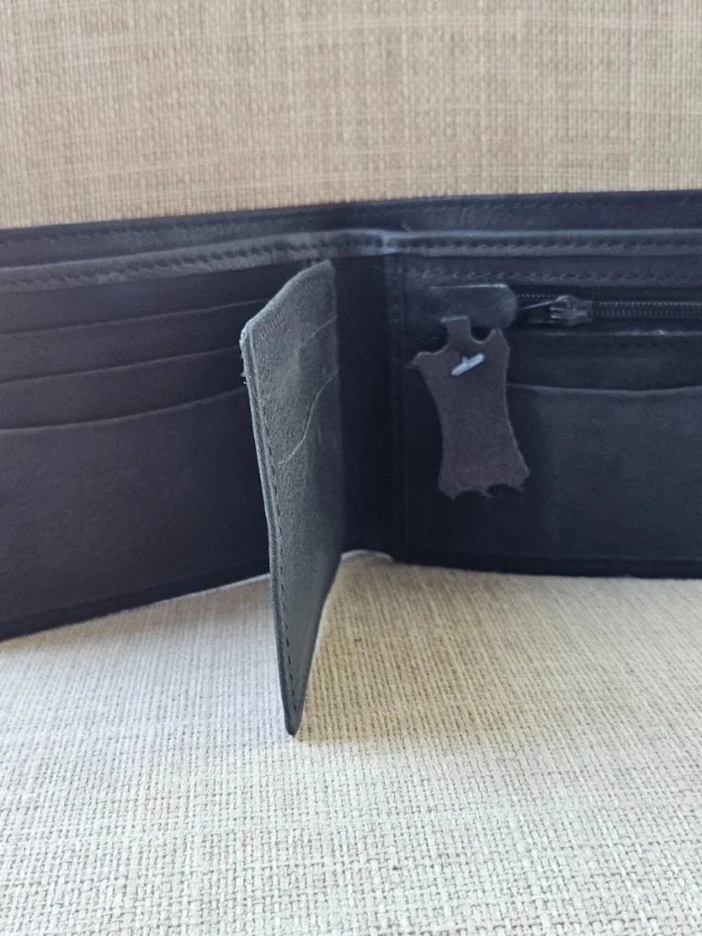 Handcrafted Wallet Billfold Black Genuine Leather Handmade Cardholder W/ Snap